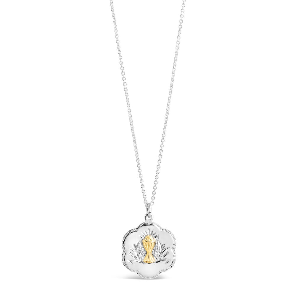 Sterling Silver & Yellow Gold-Plated Chalice Pendant (Chain Included) image number 0