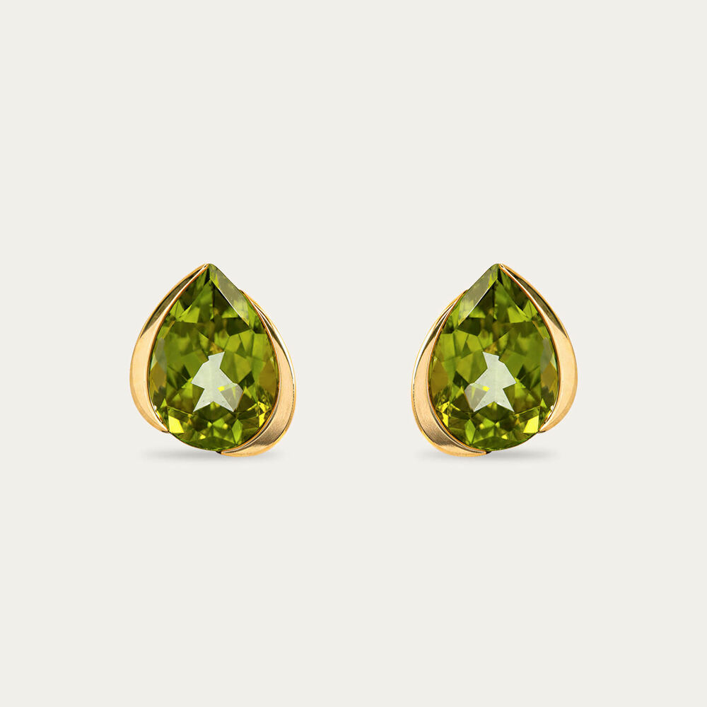 9ct Yellow Gold Teardrop Peridot Stud Earrings