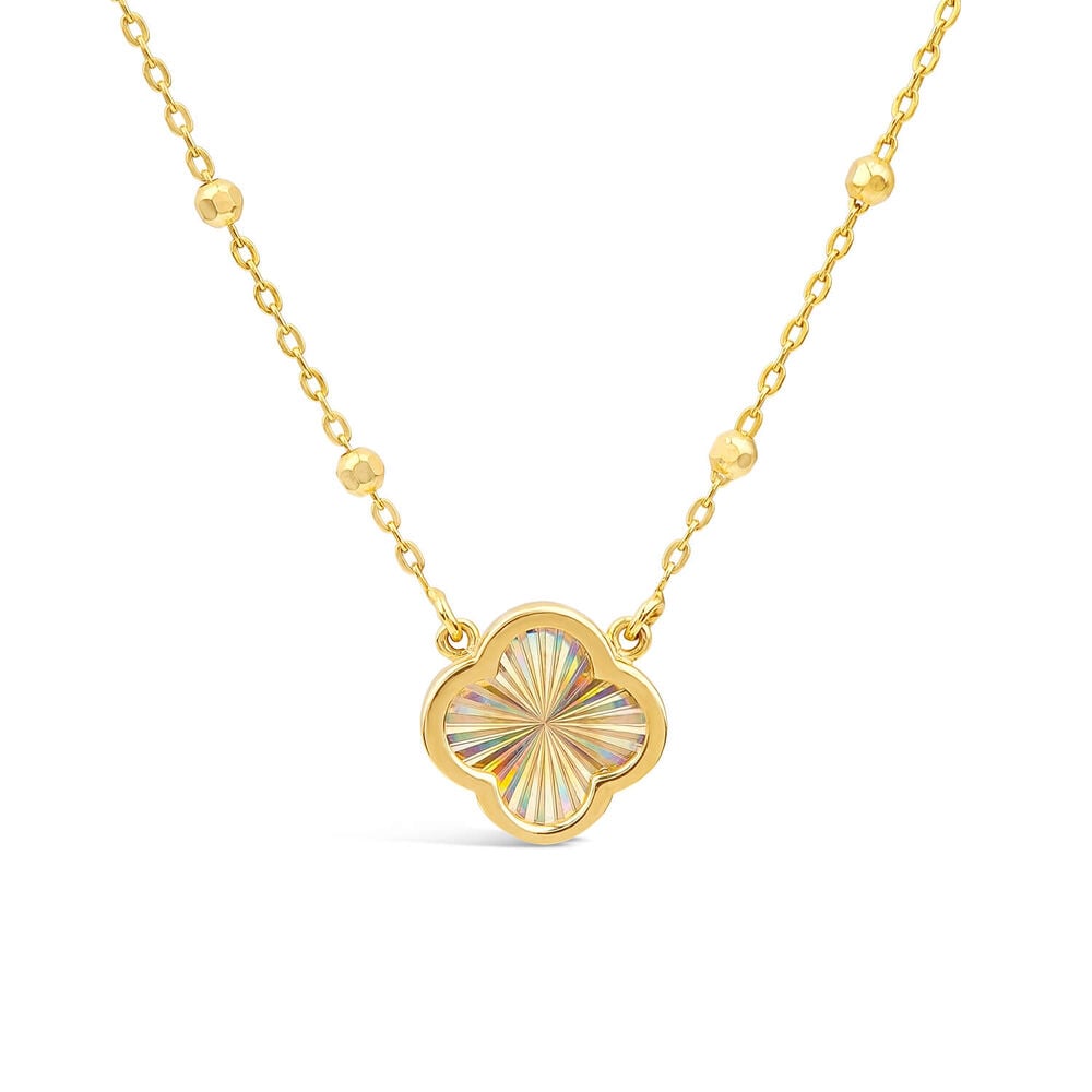 9ct Yellow Gold Iridescent Clover Petal Beaded Necklet