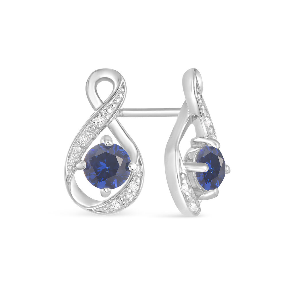 Sterling Silver and Cubic Zirconia September Birthstone Stud Earrings image number 1