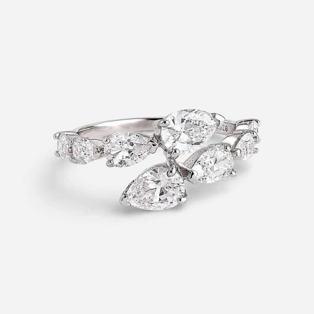 Yellow Gold Plated Sterling Silver Multiple Pear Cubic Zirconia Ring