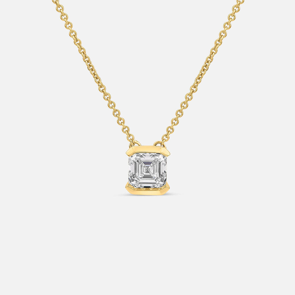 Born 1ct Classic 9ct Yellow Gold Lab Grown 1.00ct Asscher Cut Diamond Pendant
