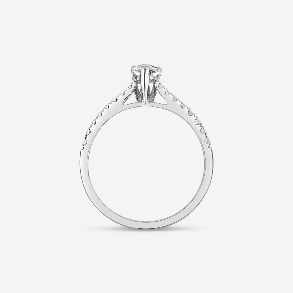 Tulip Setting 18ct White Gold 0.50ct Pear & Diamond Shoulders Diamond Ring image number 3