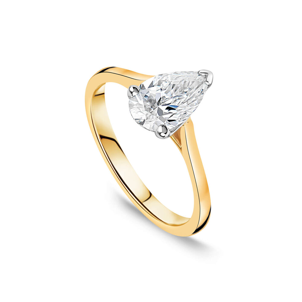 Born 18ct Yellow Gold Lab Grown 1ct Pear Diamond Ring