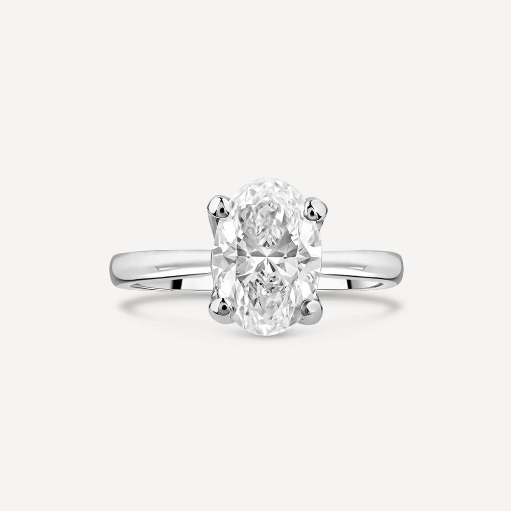 Born Platinum Lab Grown 2ct Solitaire Oval Diamond Ring image number 1