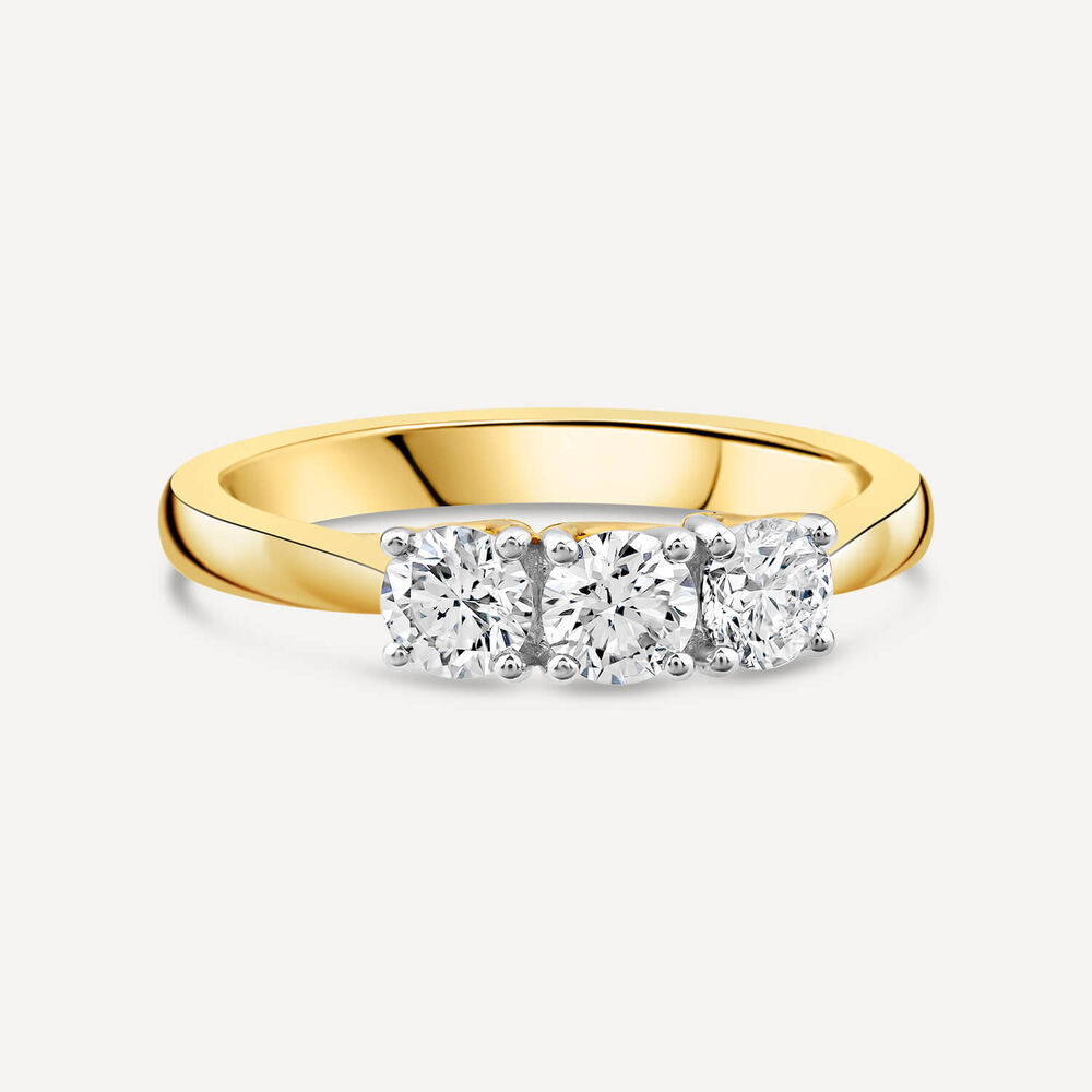 18ct Yellow Gold 0.75ct Three Stones Diamond Ring image number 2