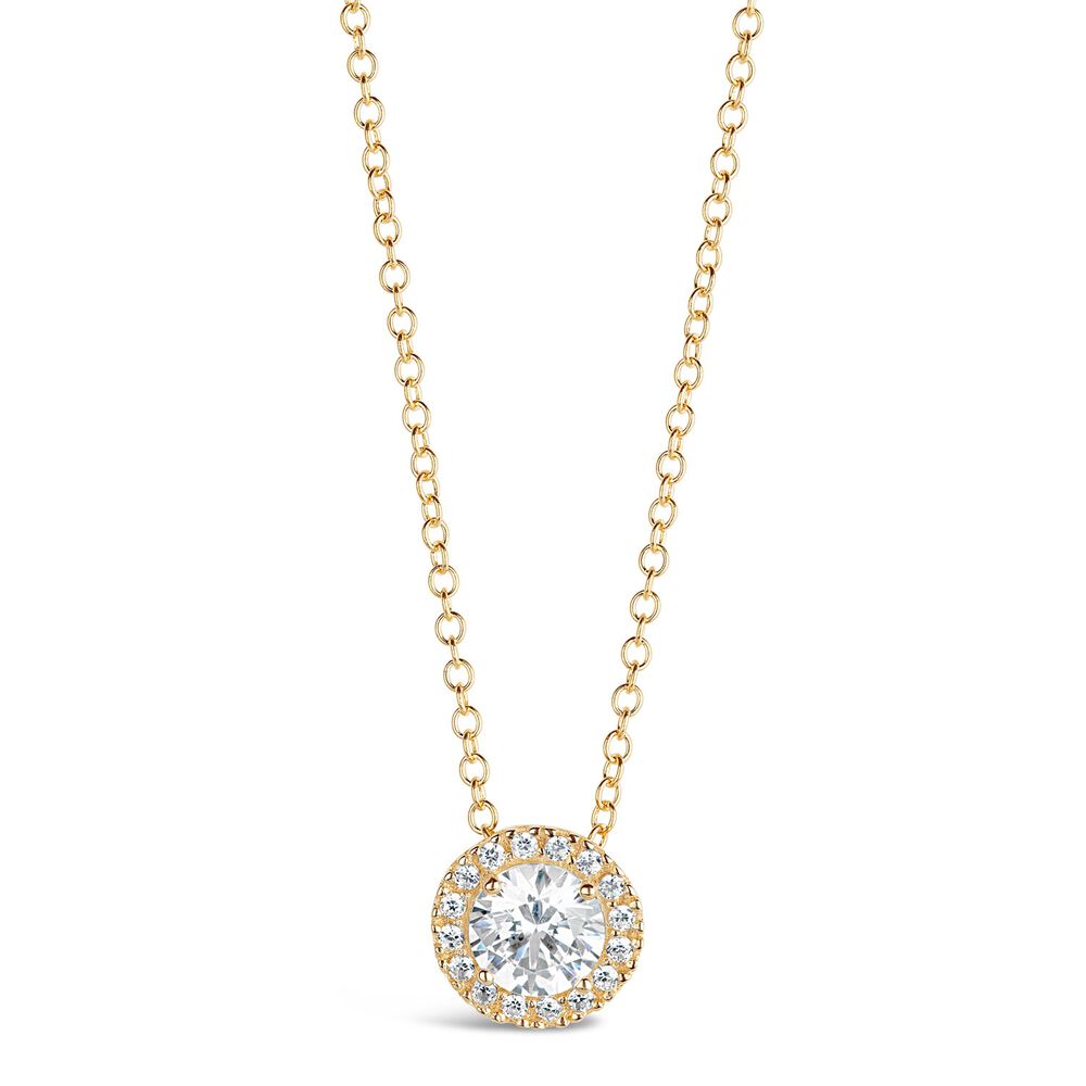9ct Yellow Gold/Cubic Zirconia Halo Pendant (Chain Included)