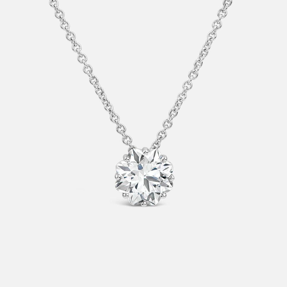 Born Classic 9ct White Gold Lab Grown 1ct Flower Cut Diamond Pendant