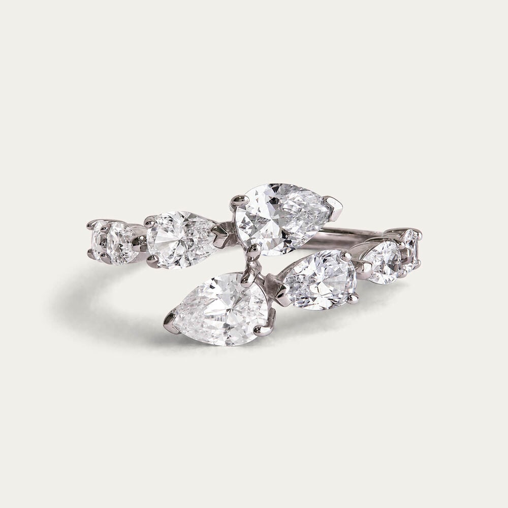 Sterling Silver Multiple Pear Cubic Zirconia Ring