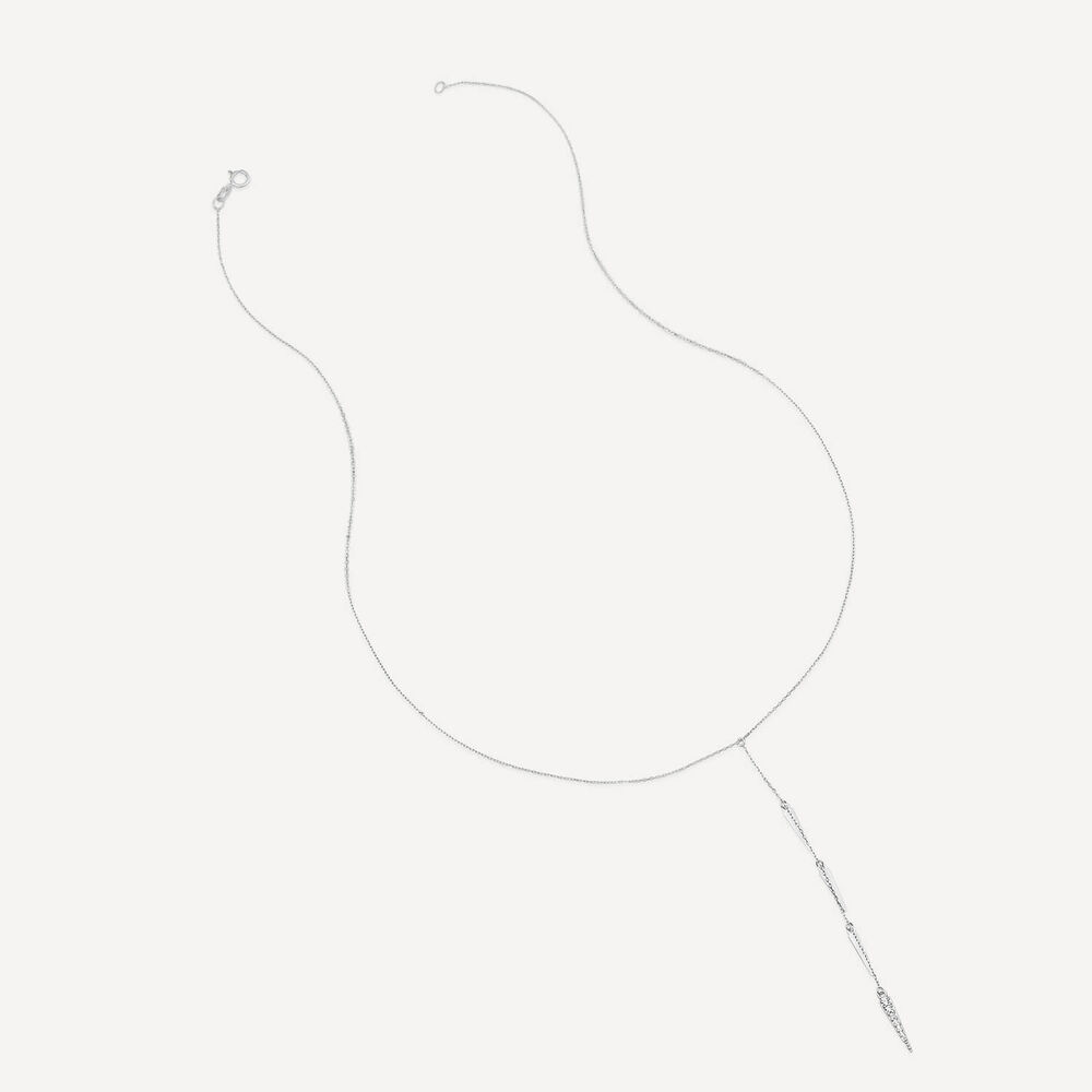 9ct White Gold Cubic Zirconia Set & Polished Drop Necklet image number 2