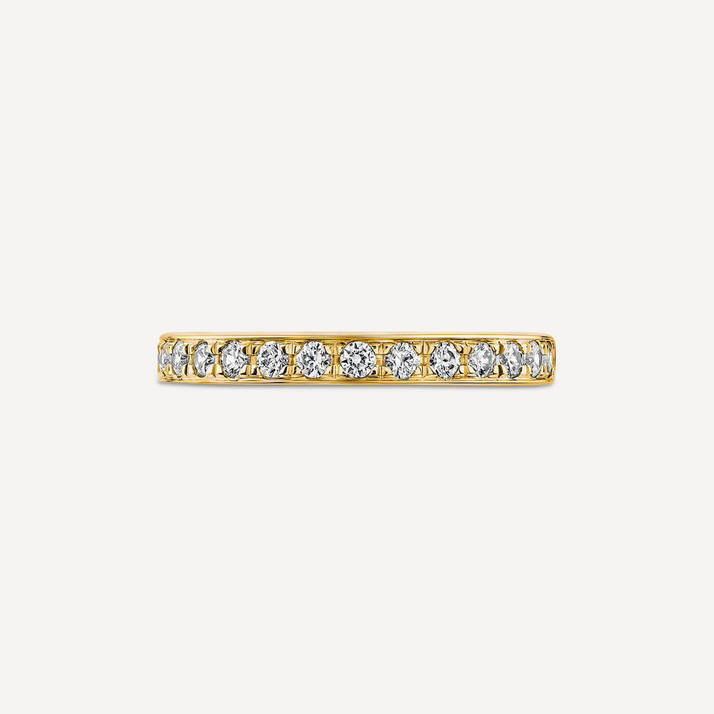 9ct Yellow Gold 2.5mm 0.30ct Diamond Pave Set Wedding Ring image number 1