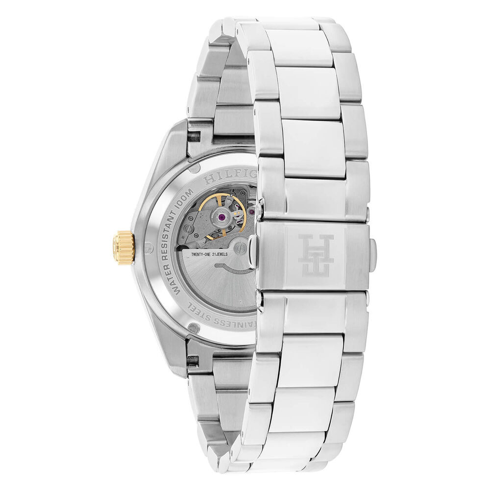 Tommy Hilfiger 40mm White Dial Red & Blue Bezel Steel Bracelet Watch image number 3