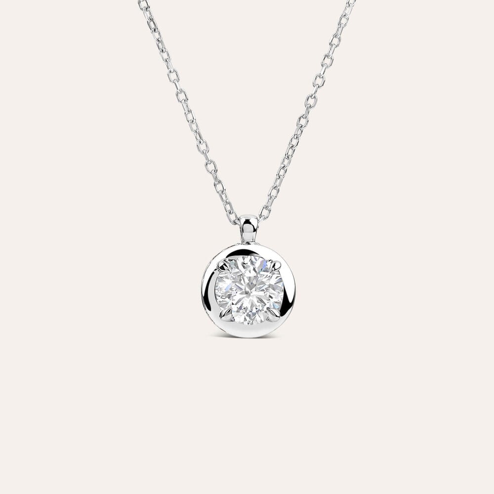 Born Orbit 9ct White Gold Lab Grown 0.82ct Round Diamond Pendant