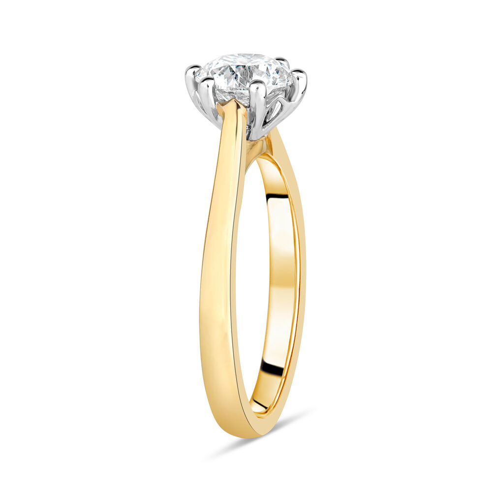 18ct Yellow Gold 1.00ct Diamond Six Claw Ring image number 3