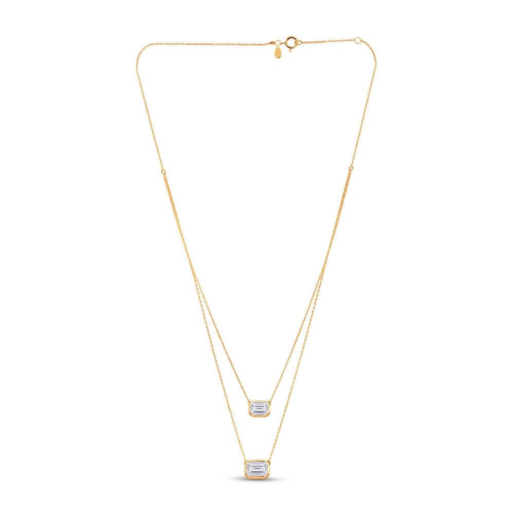 Born Contour 9ct Yellow Gold 0.40ct Emerald Lab Grown Diamond Double Necklet