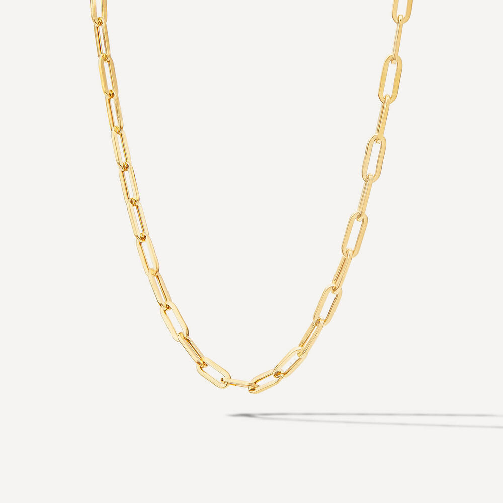 9ct Yellow Gold Small Paperlink Chain Necklet image number 1
