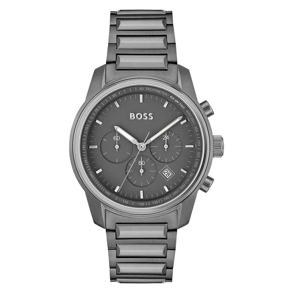 BOSS Trace 44mm Grey Dial & IP Case Chronograph Watch