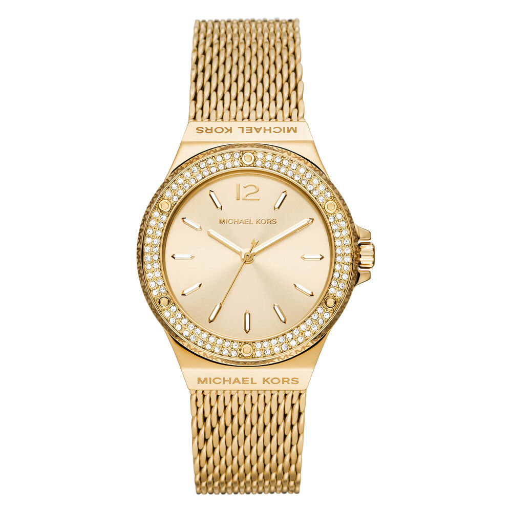 Michael Kors Harlowe 38mm Beige Crystal Dial & Bezel Bracelet Watch