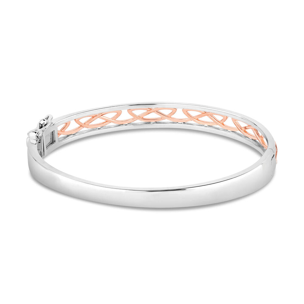 Silver Rose Gold Plated Celtic Knot Design Ladies Bangle