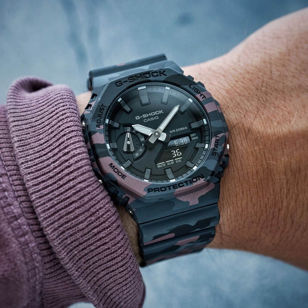 G-SHOCK GA-2100 Series 48.5x45.4mm Black Analogue & Digital Display Camouflage Strap Watch