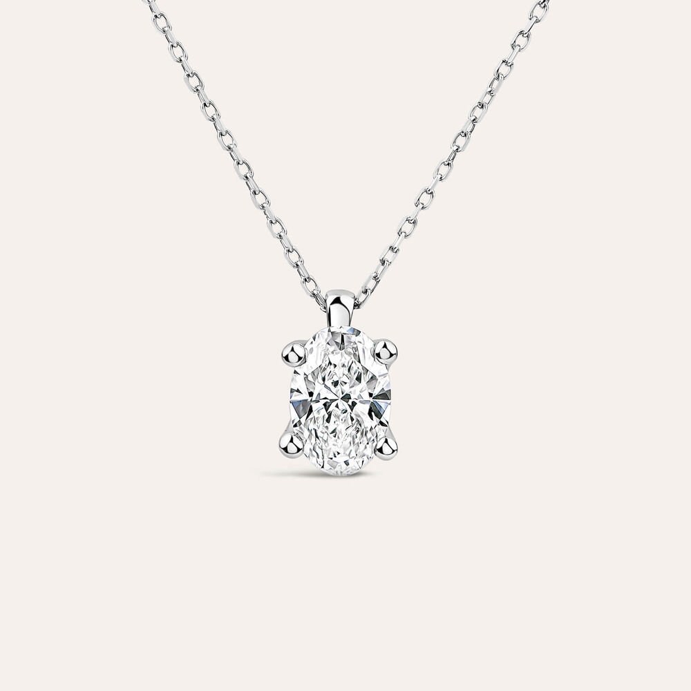 Born 9ct White Gold 1.00ct Lab Grown Oval Diamond Pendant