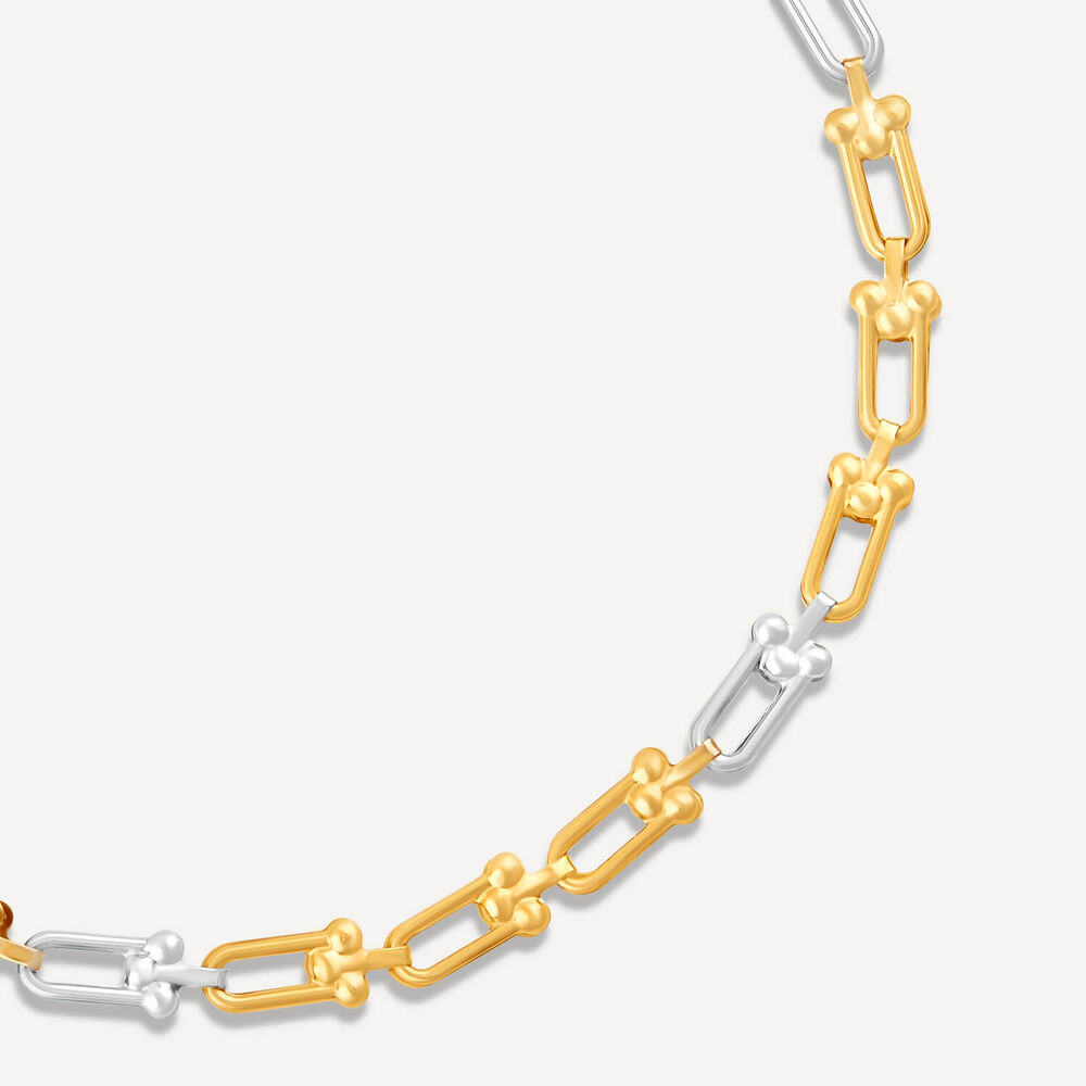 9ct Yellow & White Gold Stirrup Bracelet image number 1