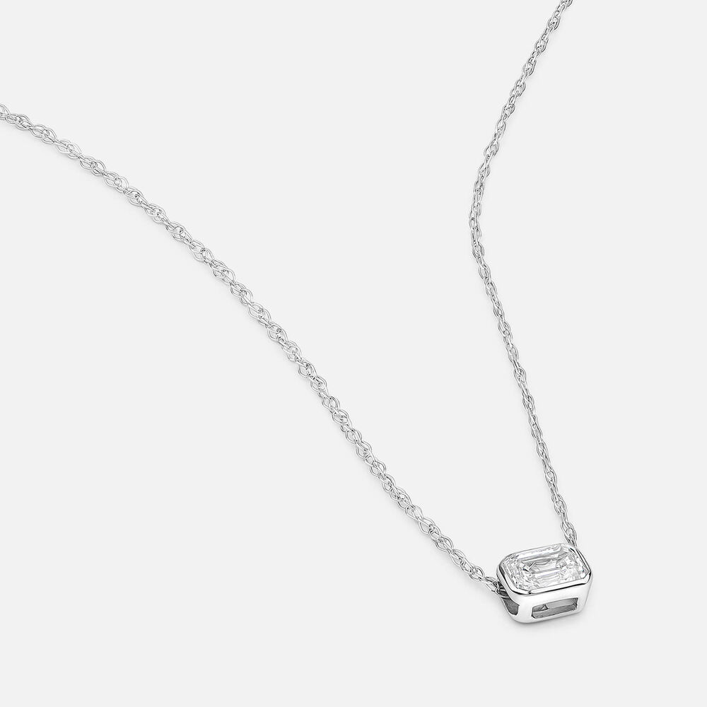 Born Kissed with Diamonds 9ct White Gold Lab Grown 0.20ct Emerald Cut Diamond Pendant