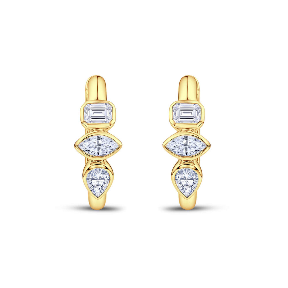 Born Contour 9ct Yellow Gold 0.30ct Lab Grown Mixed Shape Diamond Huggie Earrings
