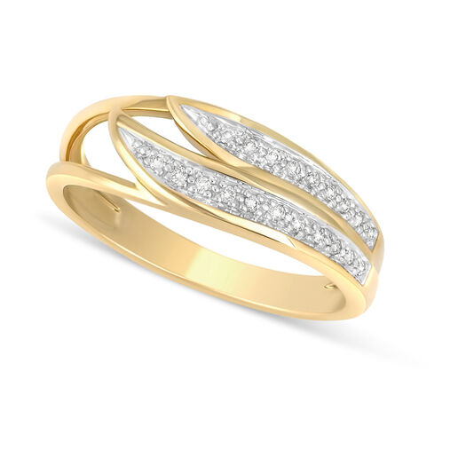 9ct Yellow Gold Diamond Open Wave Ring
