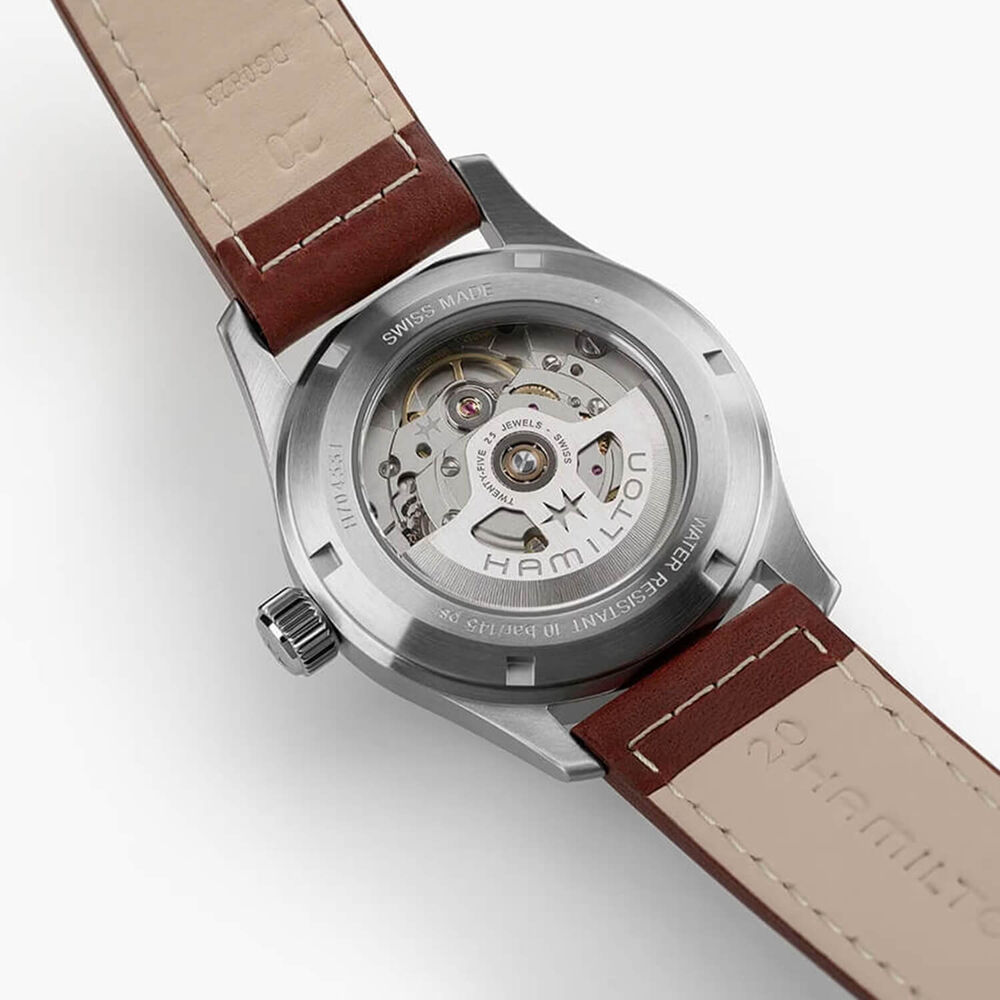 Hamilton Khaki Field 38mm Green Dial Brown Leather Strap Watch