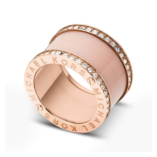 Michael Kors Blush Pink And Rose Cubic Zirconia Wide Ring