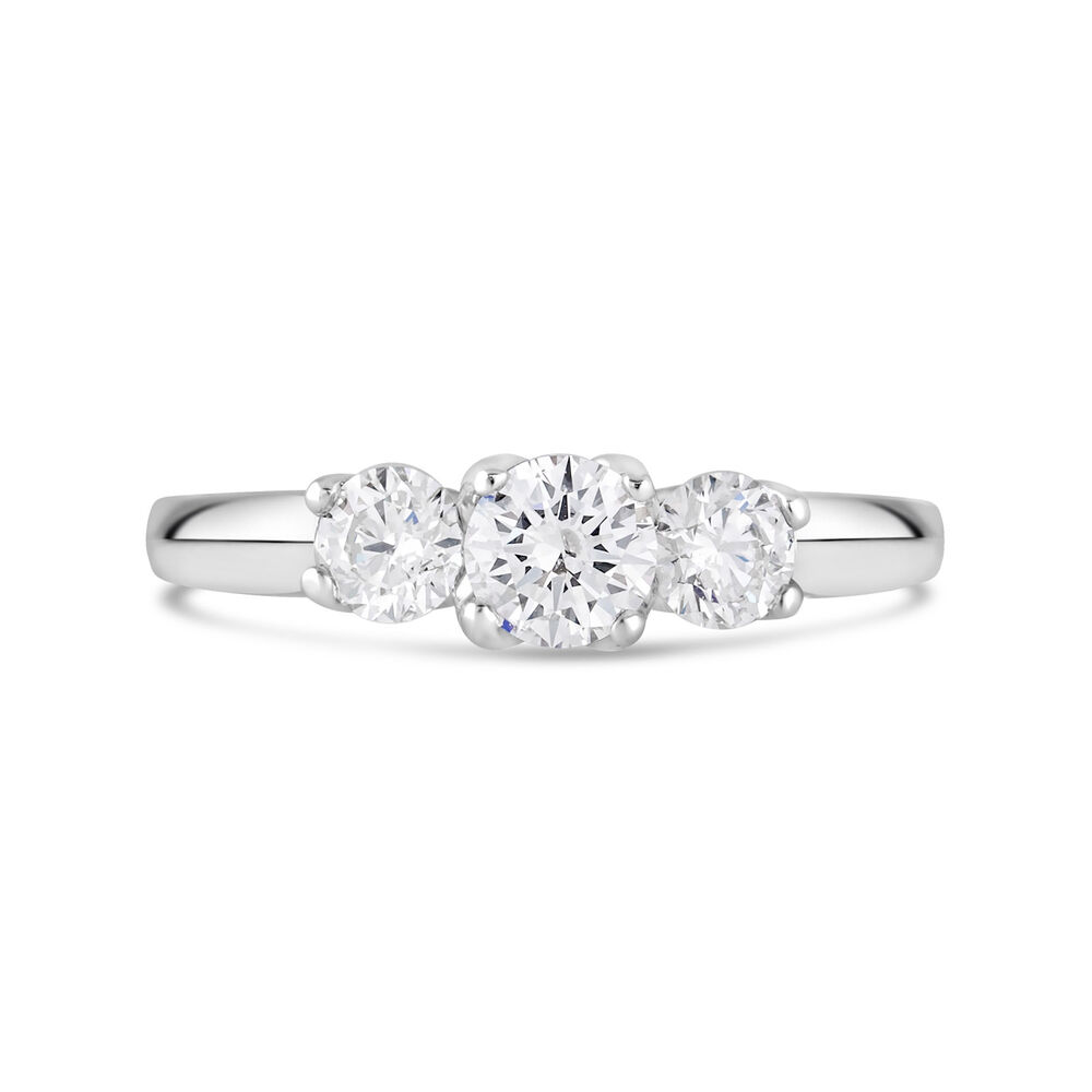 18ct White Gold 0.75ct Diamond Three Stone Ring image number 1