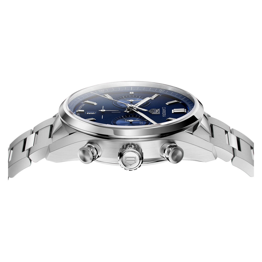 TAG Heuer Carrera 42mm Blue Dial Chronograph Steel Case Bracelet Watch image number 3
