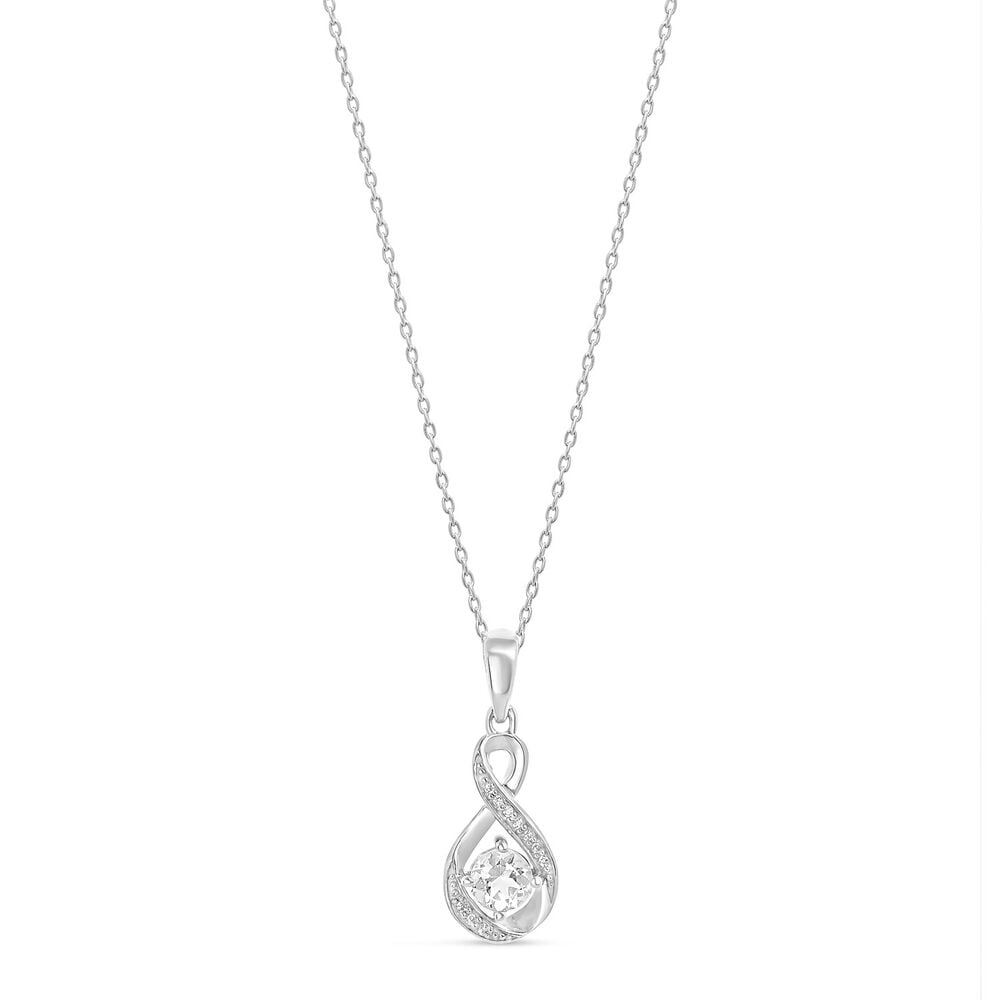 Sterling Silver and Cubic Zirconia April Birthstone Pendant (Chain Included) image number 0