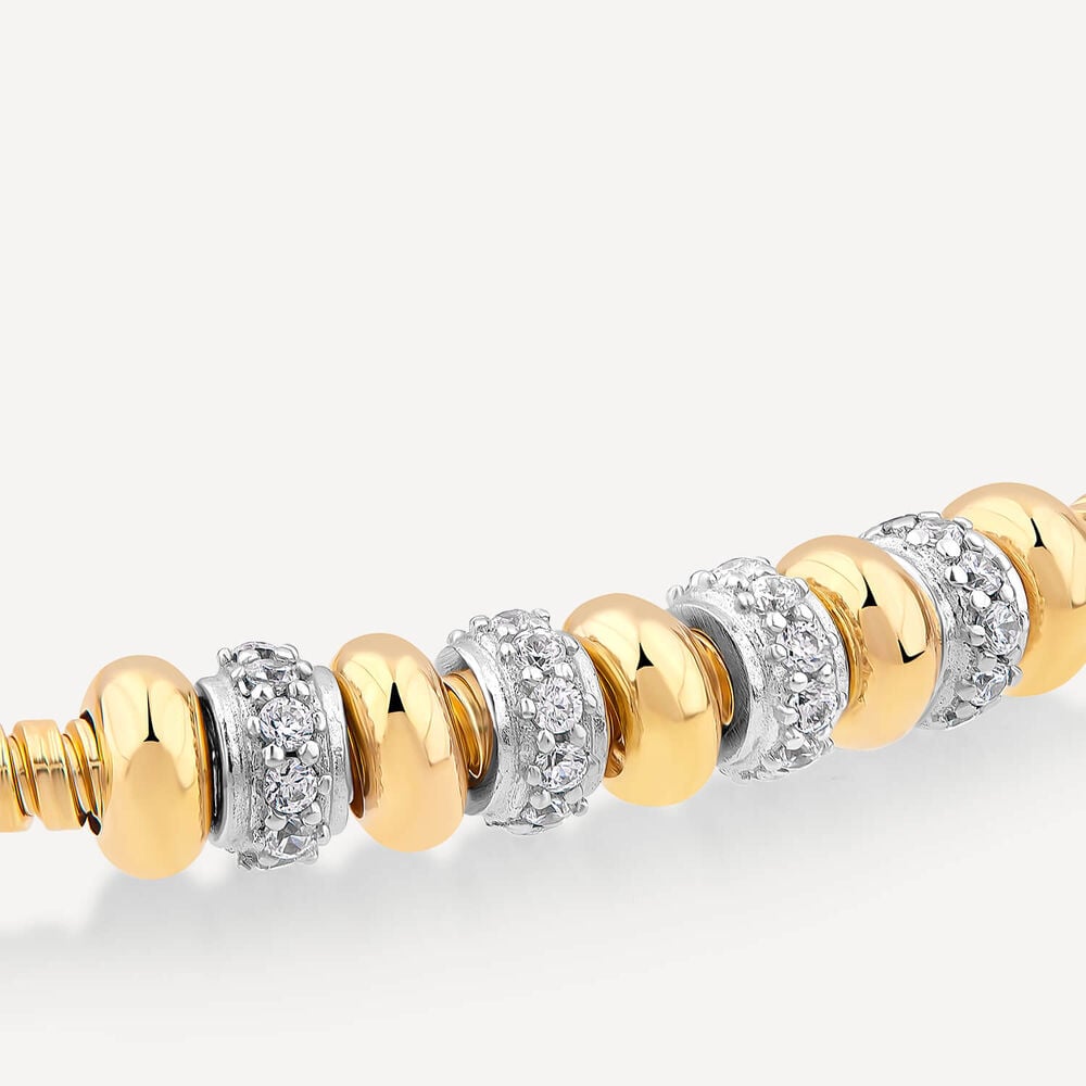 Sterling Silver Yellow Gold Plated Cubic Zirconia Ribbed Twist Bracelet image number 2