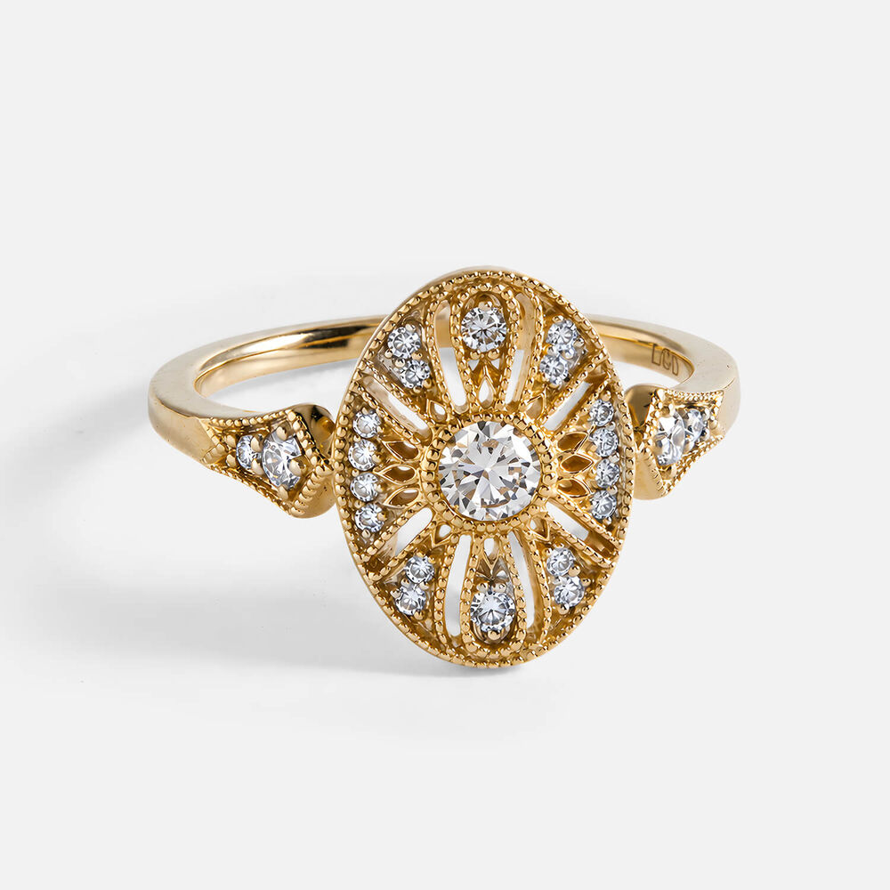 Born Contour 9ct Yellow Gold 0.40ct Lab Grown Diamond Oval Antique Ring