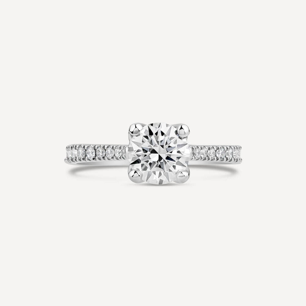 Born Platinum Lab Grown 1.20ct Round Brilliant Solitaire & Diamond Sides Ring image number 1