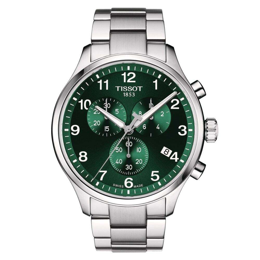 Tissot Chrono XL 45mm Green Dial Steel Case Bracelet Watch