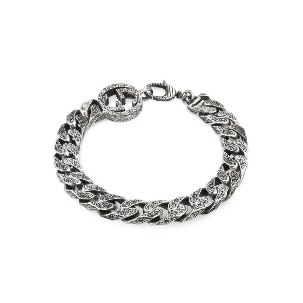 Gucci Interlocking G Chain Aged Silver Bracelet
