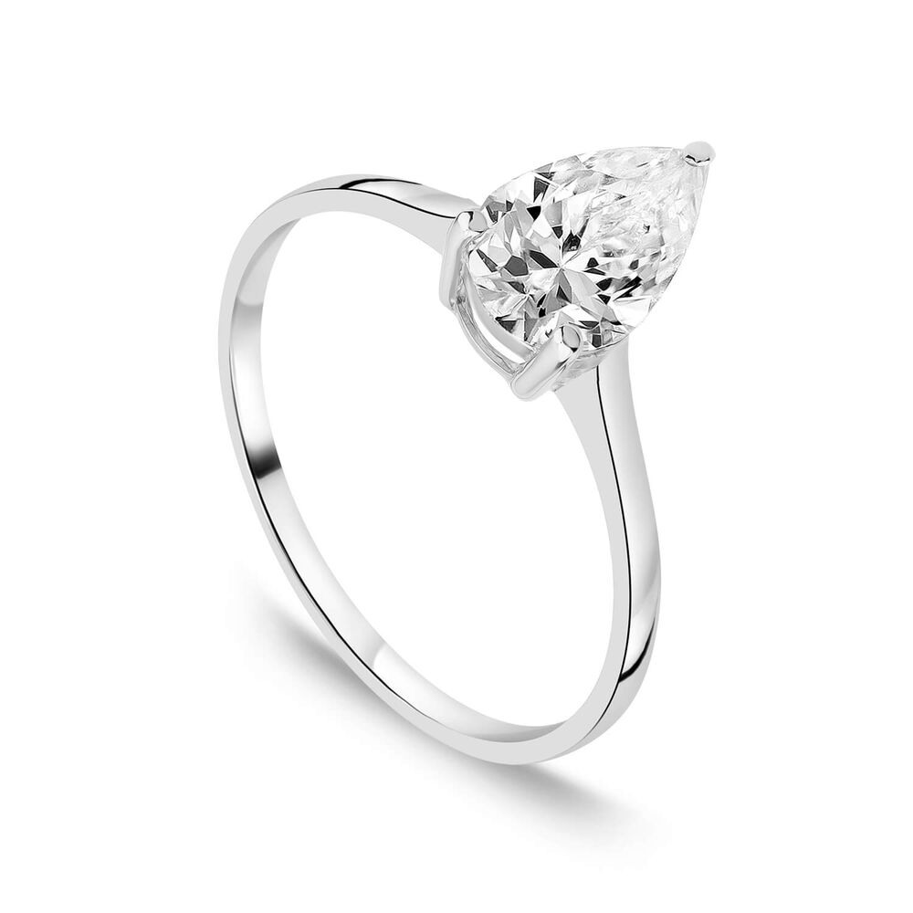 9ct White Gold Pear Cubic Zirconia Promise Ring image number 0