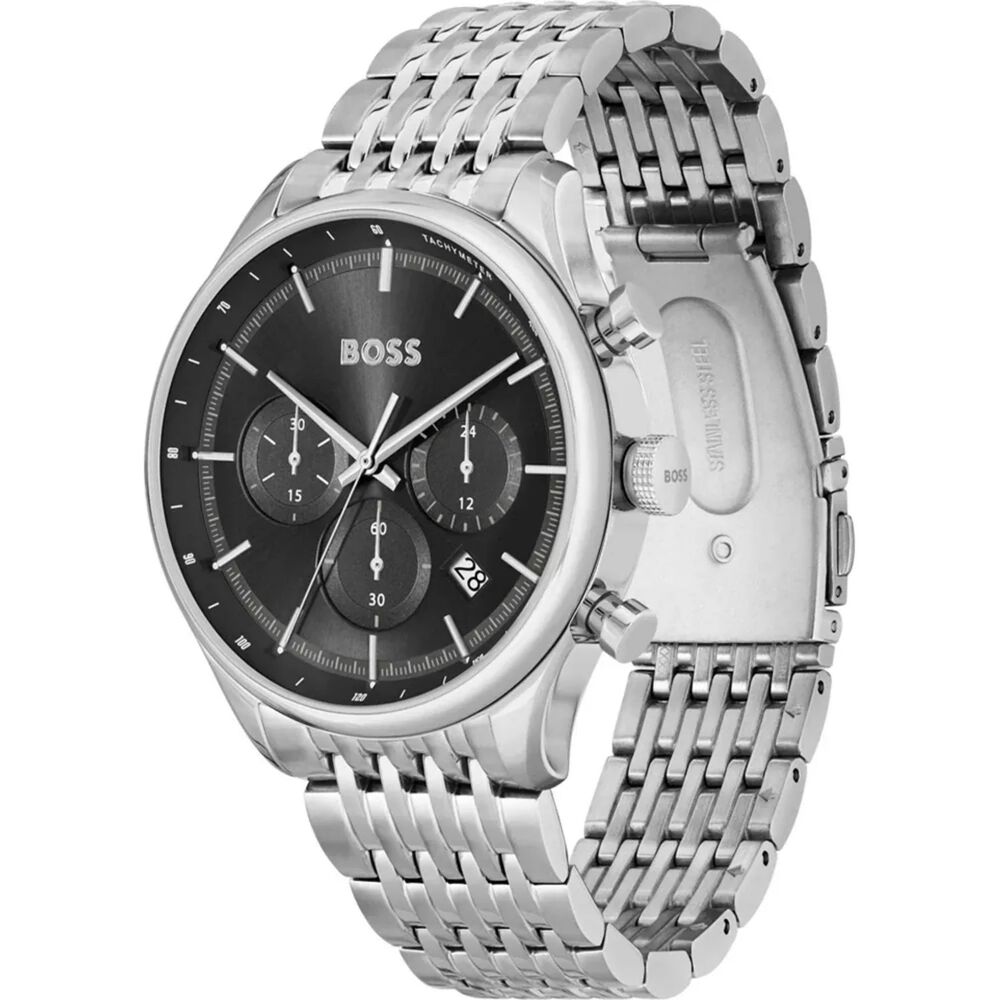 BOSS Sport Lux 45mm Black Dial Chrono Steel Case Watch