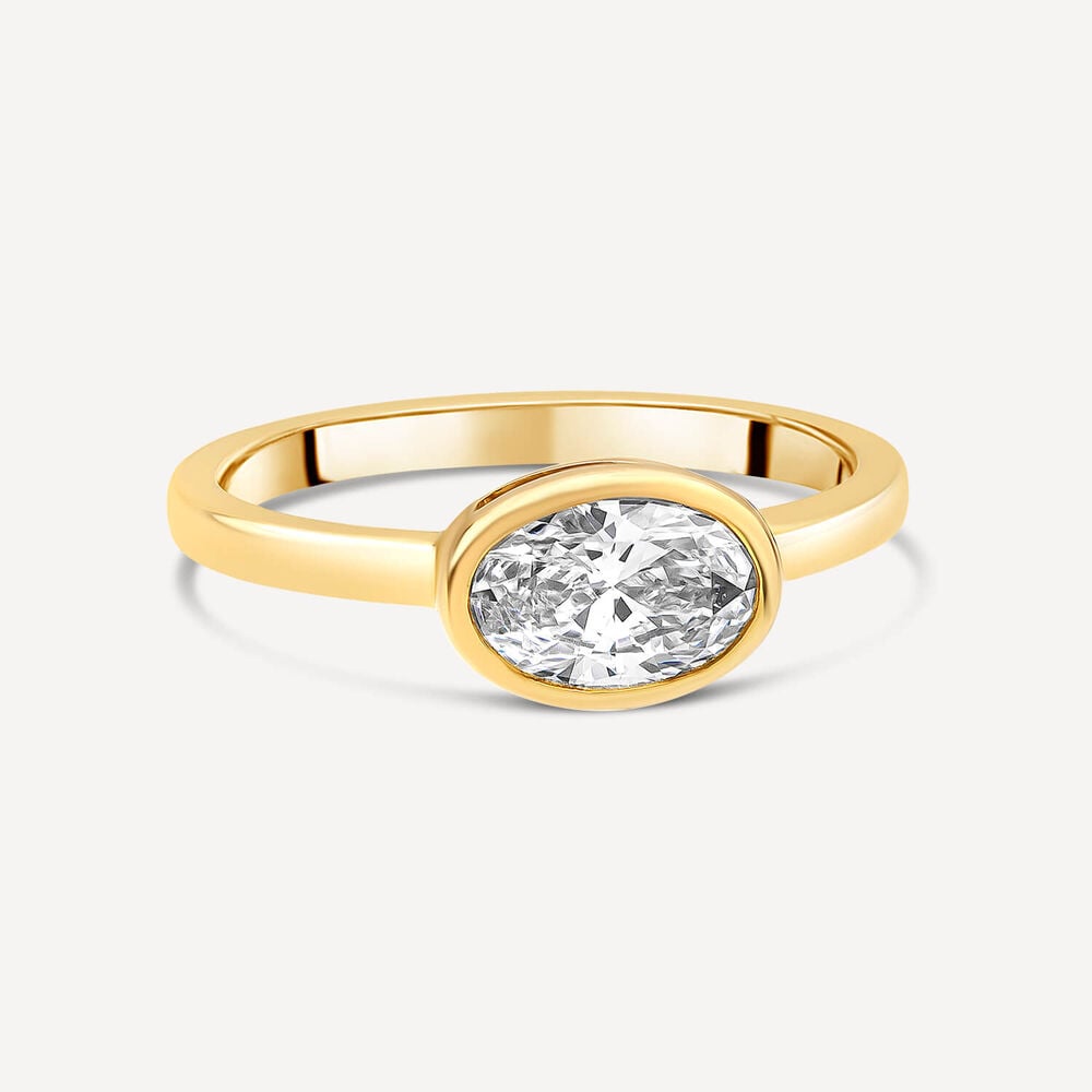 Born Orbit 9ct Yellow Gold Lab Grown 1ct Oval Diamond Ring image number 3