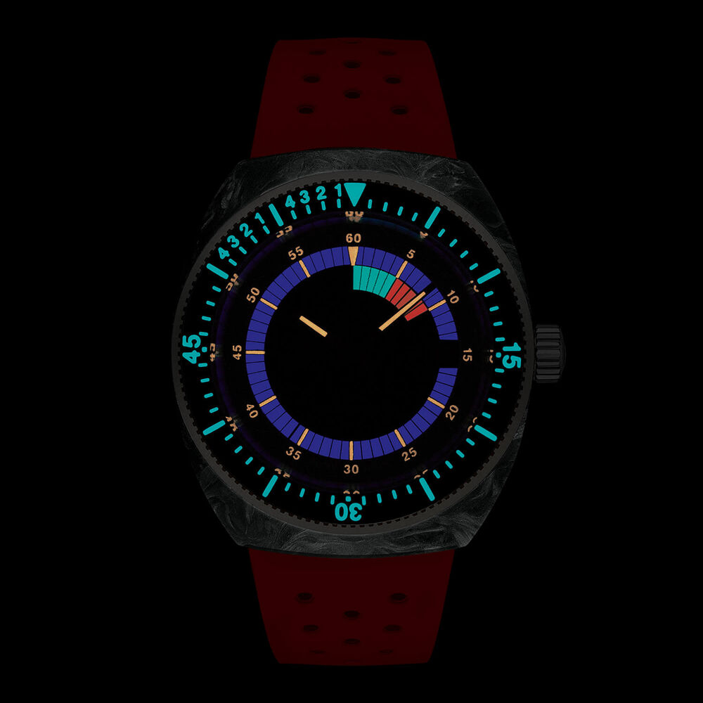 Tissot Sideral S Powermatic 80 41mm Red Detail Carbon Case Red Rubber Strap Watch image number 3