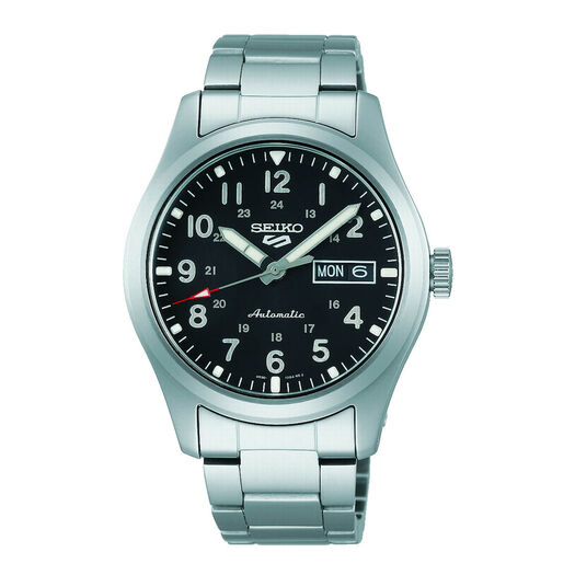Seiko 5 Sports Field 39.4mm Black Dial Bracelet Watch
