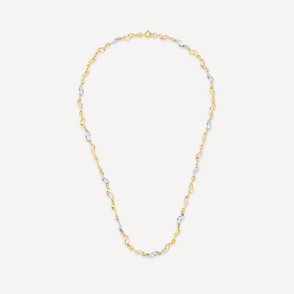 9ct Yellow Gold 3 Colour Twist Link Necklet image number 2