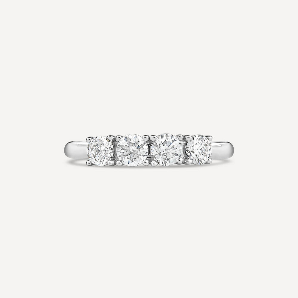 18ct White Gold Tulip Setting Four Stone 0.80 Carat Diamond Ring image number 1