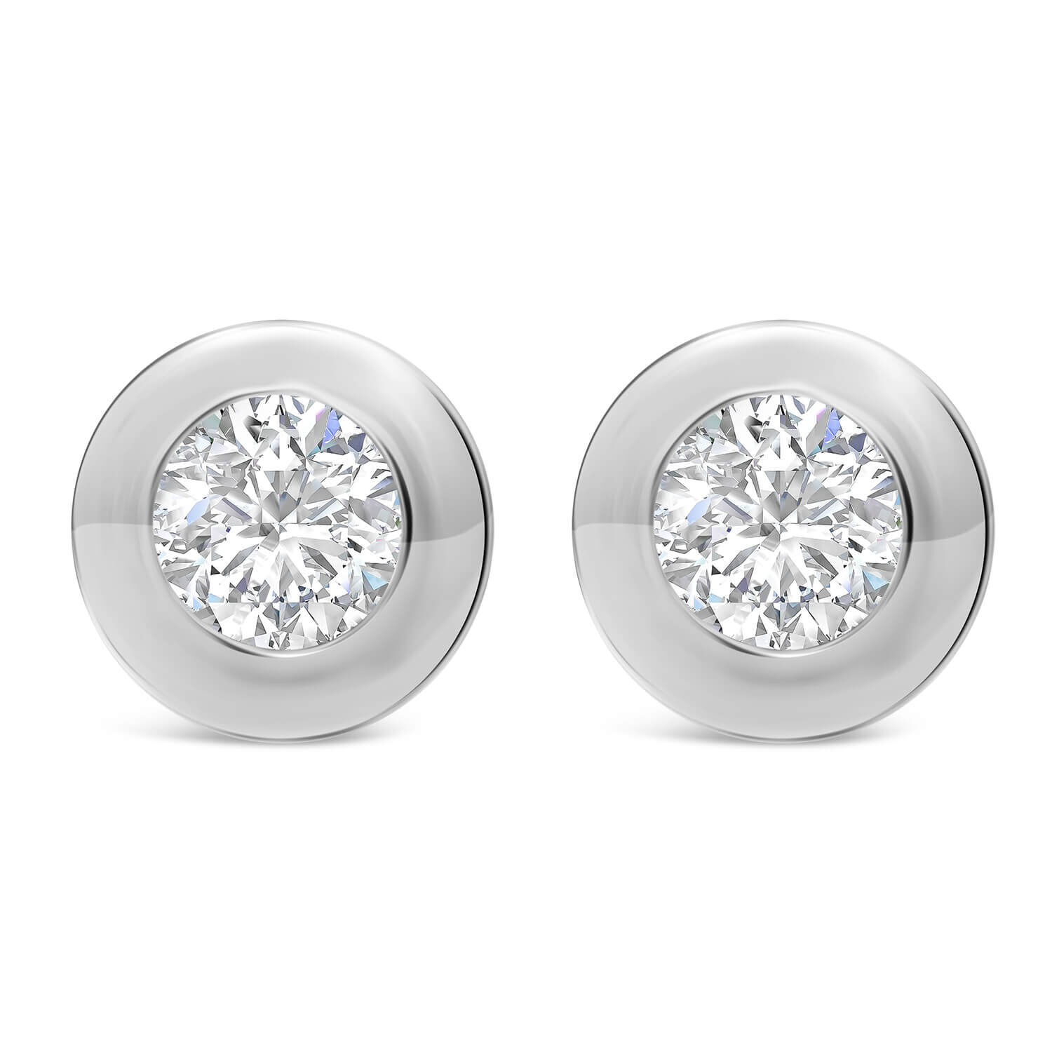 9ct white gold cubic cheap zirconia stud earrings