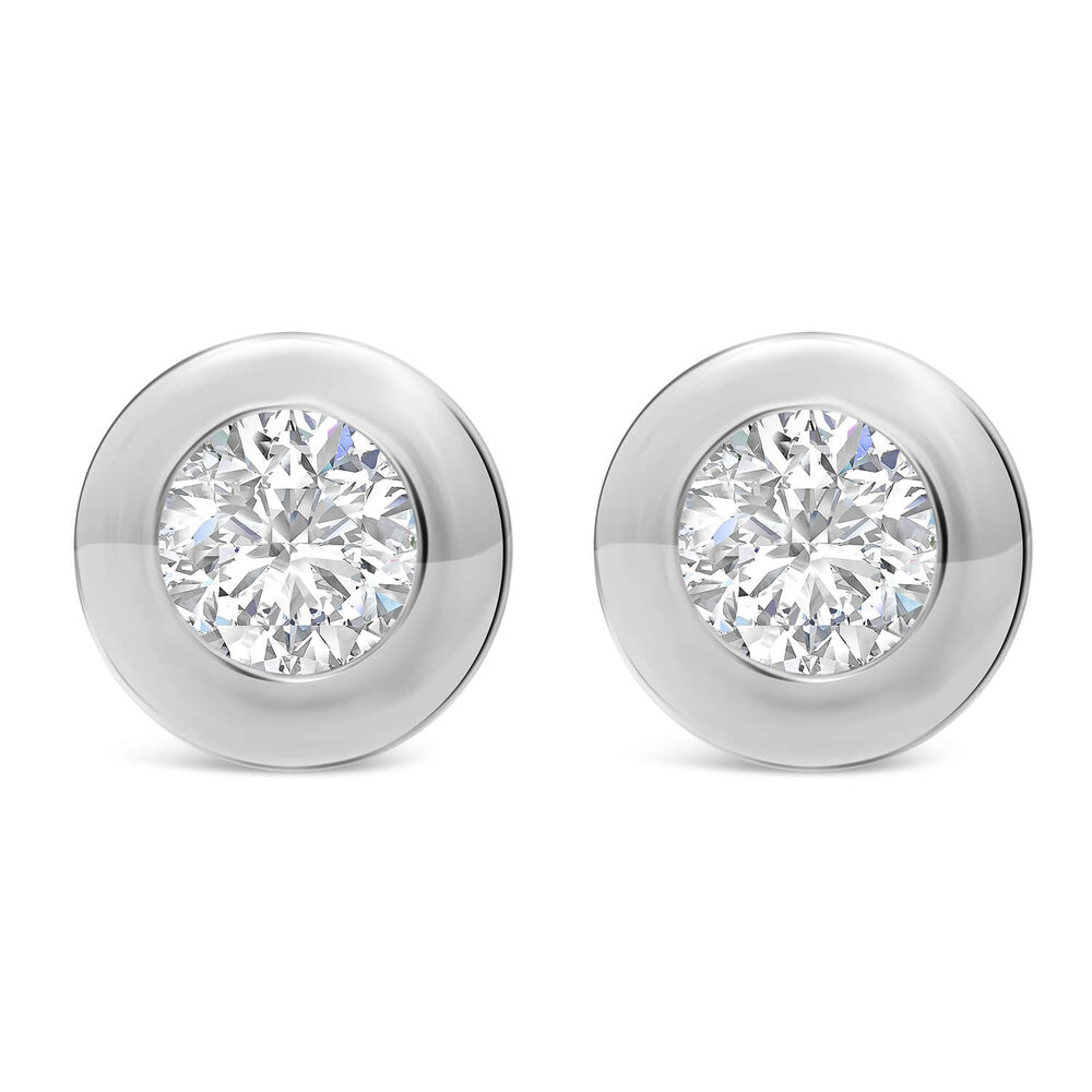 9ct White Gold Cubic Zirconia Stud Earrings image number 0