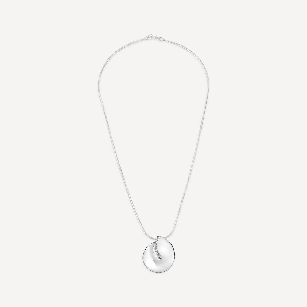 Sterling Silver Cubic Zirconia Open Round Disc Pendant image number 2