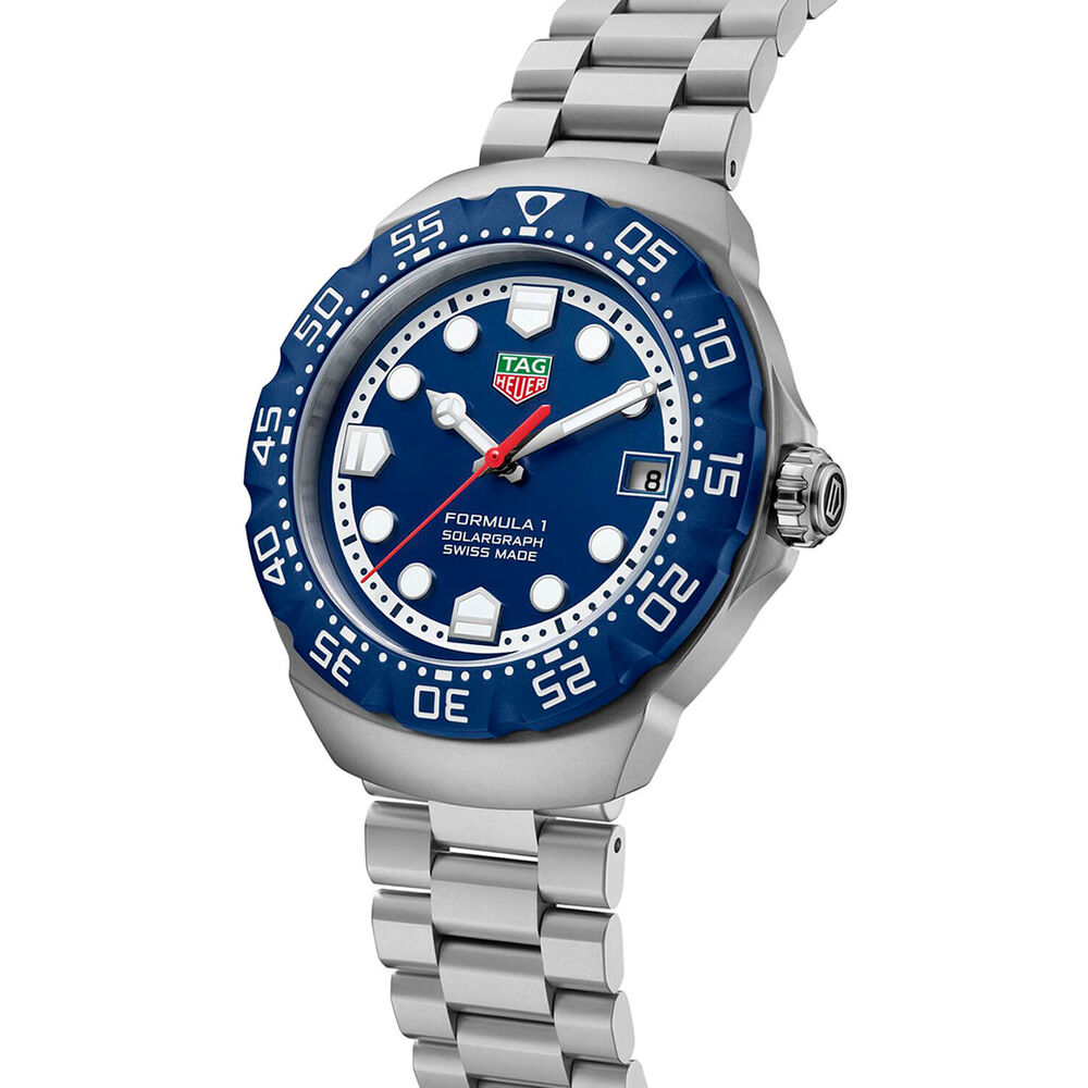 TAG Heuer Formula 1 Solargraph 38mm Blue Dial & Bezel Steel Bracelet Watch
